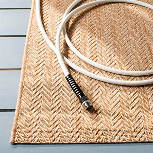 SAFAVIEH Washable Rug Outdoor Courtyard Collection - 9' x 12', Natural & Cream, Non-Shedding & Easy Cleaning, Ideal for Patio, Backyard, Mudroom (CY8022-03012)