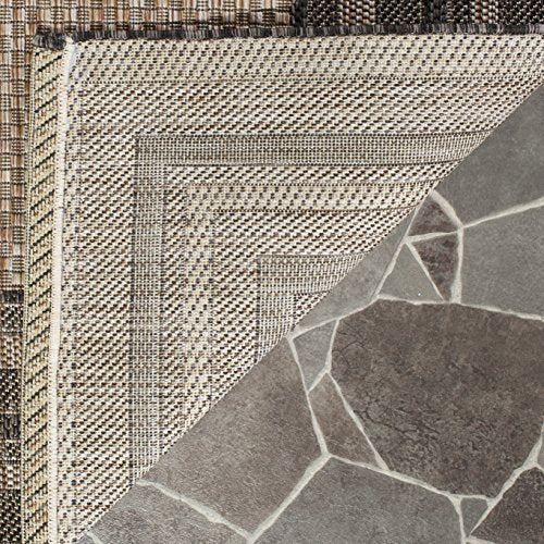 SAFAVIEH Courtyard Collection 9' x 12' Natural / Black CY8475 Indoor/ Outdoor Waterproof Easy-Cleaning Patio Backyard Mudroom Area-Rug