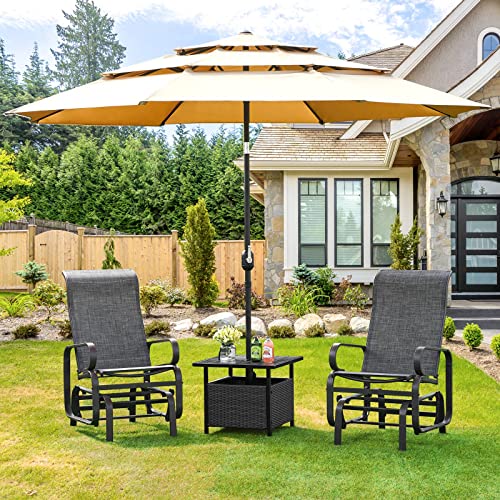 Yaheetech Outdoor Patio Glider, Rocking Lounge Chair with Sling Fabric and Steel Construction for Porch Patio Balcony Set of 1