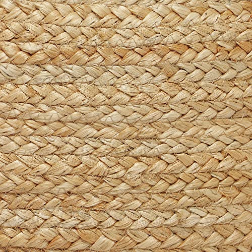 · REDEARTH · Jute Circular Low Pouf Ottoman - Braided Pouffe Accent Sitting Round Footrest for Living Room, Bedroom, Nursery, kidsroom, Patio, Gym; 100% Jute (18"X18"X10"; Natural)