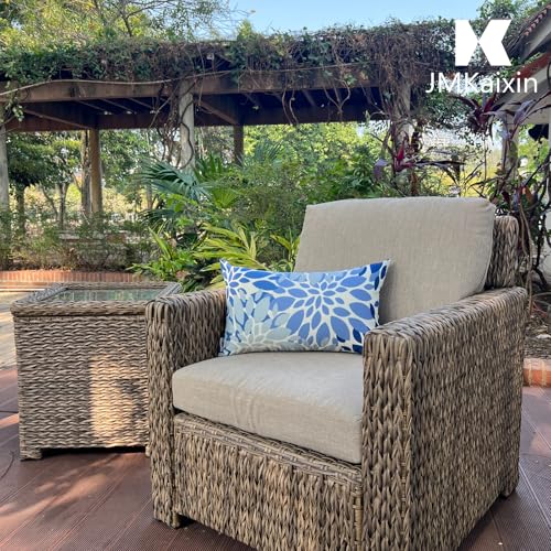 JMKaixin Pack of 2 Patio Lumbar Pillows, 12”x20” Fade Resistant Outdoor Waterproof Lumbar Pillow with Inners, Decorative Garden Lumbar Cushions for Home Patio Terrace Sofa Use
