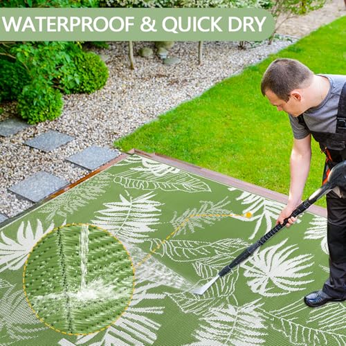 Falflor Outdoor Rug Waterproof 6x9 ft, Reversible Outdoor Plastic Straw Rug, Large Outdoor Carpet Patio Rug for RV Camping, Indoor Outdoor Rug Mat for Porch Deck Backyard Balcony Picnic Beach