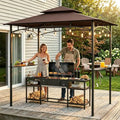 Murago 8x5 Grill Gazebo, BBQ Gazebo for Outdoor Grill, All Weather BBQ Canopy with 2 Shelves and Utensil Organizer, Steel Frame with Bottle Opener for Patio, Backyard, Grilling, Brown