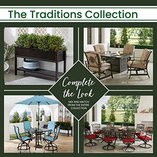 Hanover Traditions 18" Round Side End Table, Weather Resistant Cast Aluminum Patio Table for Backyard, Deck, or Porch, Bronze Finish