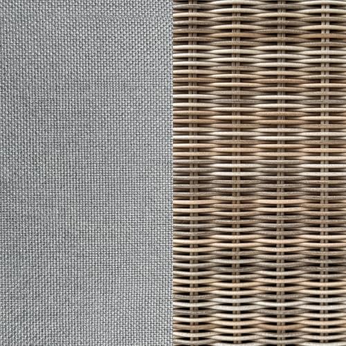 Martha Stewart Lily Pond Rattan Wicker Indoor-Outdoor Patio Ottoman in Weathered Gray with 4" Gray Olefin Cushion, Steel Frame and Zippered Removable Cushion Cover