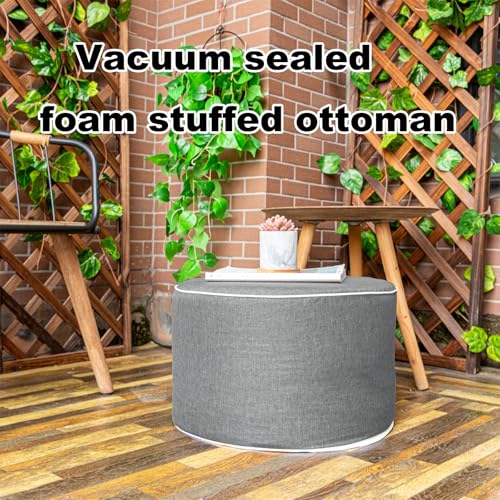 AbunHeri Outdoor Ottoman Outdoor Ottomans for Patio 20x12 Inches Modern Lightweight Foam Stuffed Pouf Outdoor Footstool Footrest Foot Stool Waterproof (Gray)