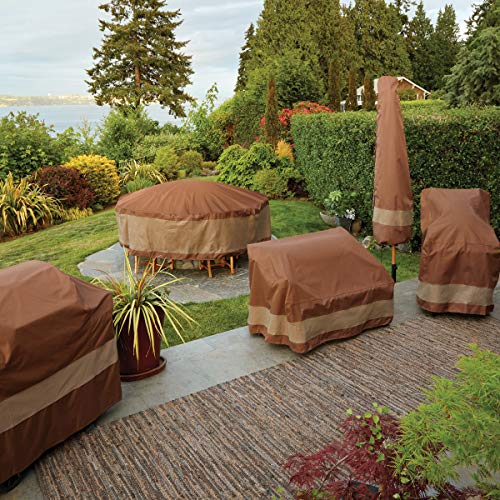 DUCKCOVERS Ultimate Waterproof Rectangular/Oval Patio Table with Chairs Cover, 107 Inch