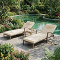 Garvee Outdoor Chaise Lounge Set of 2, 5-Position Adjustable PE Wicker Reclining Chairs with Wheels & 3.5" Cushions, 400 lbs Capacity All-Weather Patio Furniture for Poolside, Garden, Beach(Beige)