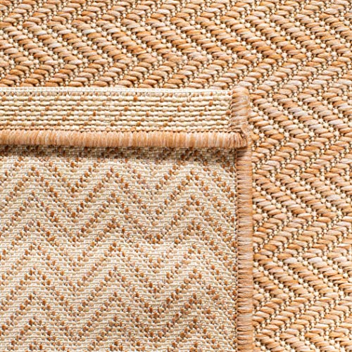 SAFAVIEH Washable Rug Outdoor Courtyard Collection - 9' x 12', Natural & Cream, Non-Shedding & Easy Cleaning, Ideal for Patio, Backyard, Mudroom (CY8022-03012)