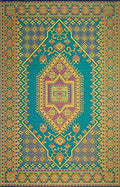 Mad Mats 4' x 6', Aqua Outdoor Rug, Reversible Plastic Mat for Patio, Porch, Poolside, Mudroom, Camping, RV, Deck