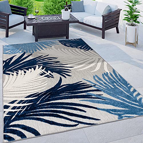 Rugshop Navy Lucca Contemporary Floral Indoor/Outdoor Area Rug Durable Polypropylene, Weather Resistant, Easy to Clean Perfect for Patio, Backyard, Deck and Outdoor Lounge 7'10" x 10'