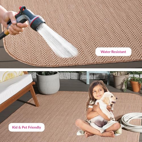 SAFAVIEH Washable Rug Outdoor Courtyard Collection - 9' x 12', Natural & Cream, Non-Shedding & Easy Cleaning, Ideal for Patio, Backyard, Mudroom (CY8022-03012)