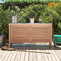 Goplus Patio Storage Cabinet, 2-Door Acacia Wood Console Table with Faux Marble Top, Outdoor Wooden Sideboard for Deck, Garden, Backyard & Entryway