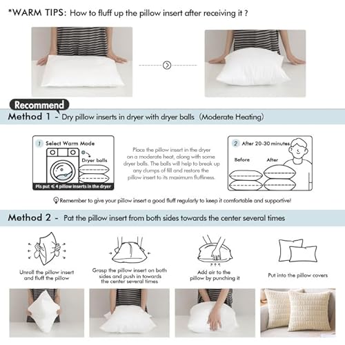 MIULEE 18x18 Outdoor Pillows, Pack of 4 Water Resistant Waterproof Pillow Inserts Decorative Stuffer for Sofa Couch Patio and Garden