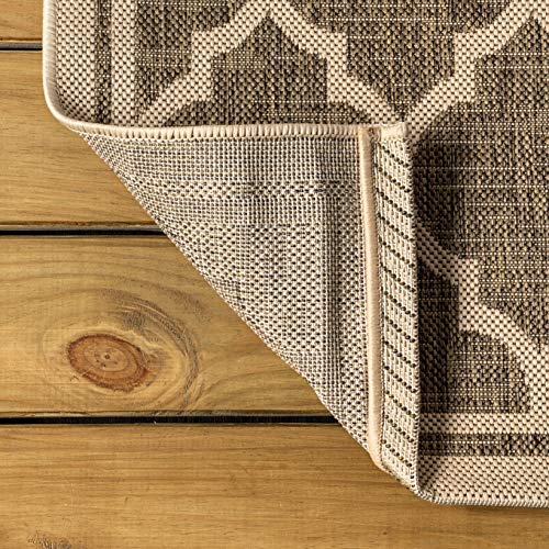 JONATHAN Y Moroccan Trellis Indoor Outdoor Area Rug 8X10 Brown/Beige, Trebol Textured Weave for Backyard, Patio, Porch, Easy-Cleaning, High Traffic, Pet-Friendly, Non-Shedding (SMB109A-8)
