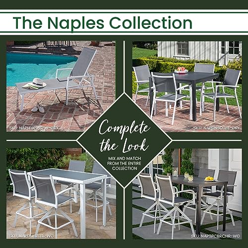 Hanover Naples 38" Square Outdoor Aluminum Slat Dining Table, Gray, All-Weather