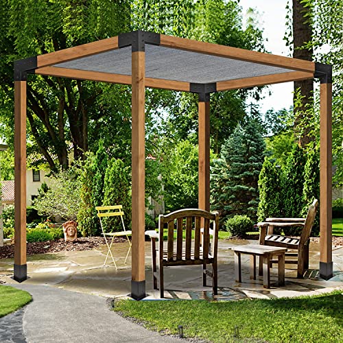 Grehitk Pergola Kit, Pergola Brackets 3-Way Right Angle Corner Bracket Woodworks DIY Post Base Kit, Wooden Beams for Gazebos Patio Pergolas Log Cabin