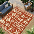 WILDROOTS 5x8 Feet Plastic Exotic Red Outdoor Rug, Stain Resistant Waterproof Reversible Outdoor Patio Rug, Fade Resistant Camping Rug