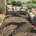 GENIMO Waterproof Outdoor Rug 9' x 12' for Patio Decor, Reversible Plastic Straw Area Rugs for Camping Clearance, RV Mat, Large Outside Carpet for Porch, Deck, Picni, Balcony, Garden, Black & Brown