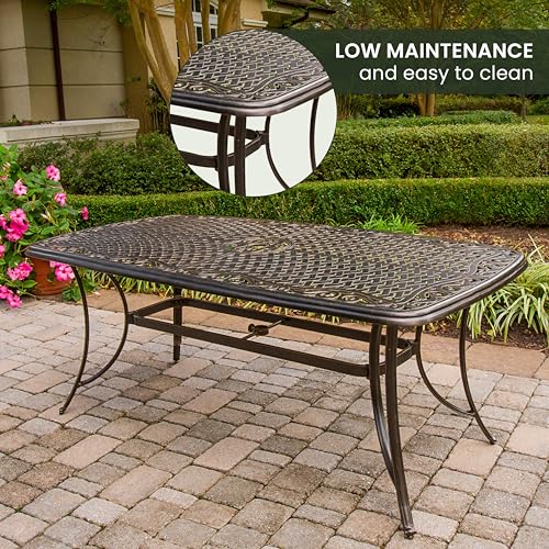 Hanover Traditions 7-Piece Patio Dining Set with 6 Swivel Rocker Chairs, Tan Cushions and Large 38"x72" Dining Table, Outdoor Dining Set for 6, Premium Weather Resistant Patio Furniture