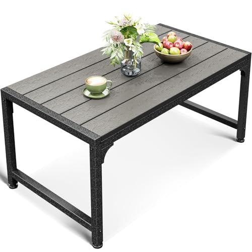 ODK Outdoor Coffee Table, Rectangle Weather-Resistant Patio Coffee Table for Garden, Balcony, Hot Tub, Poolside