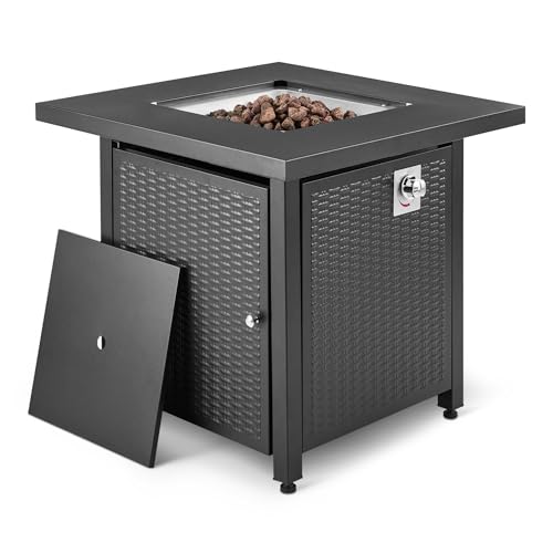 Amazon Basics Fire Table, 50, 000 BTU, 28" D x 28" W x 25" H, Black, 1 Pack