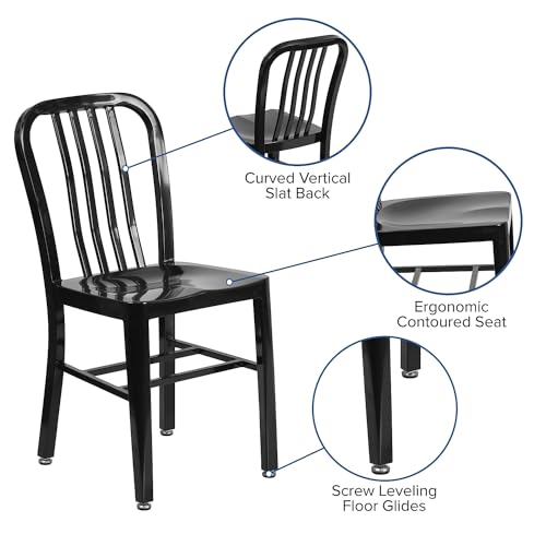 Flash Furniture Commercial Grade Black Metal Indoor-Outdoor Chair