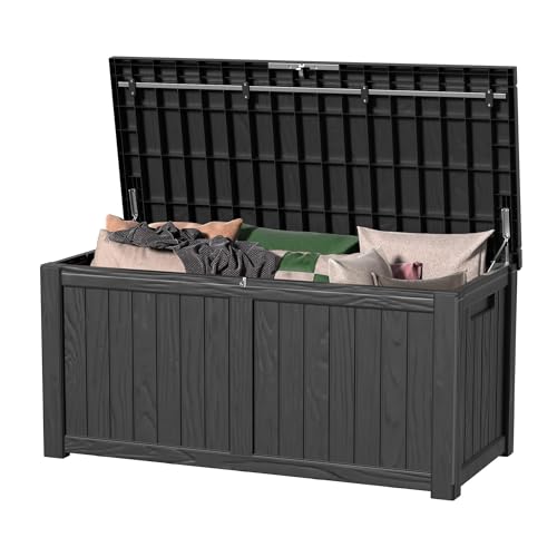 MAIUSCOLI 150 Gallon Waterproof Outdoor Storage Box, Resin Deck Box
