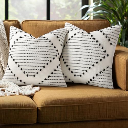 Mecatny Boho Summer Outdoor Throw Pillow Covers 18X18 Set of 2, Farmhouse Decorative Pillow Covers for Couch Sofa Living Room