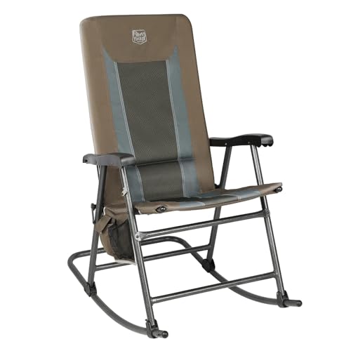 TIMBER RIDGE Foldable Padded Rocking Chair for Outdoor, High Back and Heavy Duty, Portable for Camping, Patio, Lawn, Garden