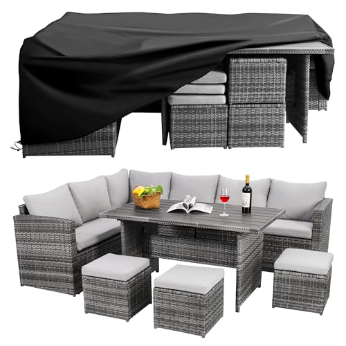 Wumiokio Patio Furniture Set, 7 Pieces Outdoor Patio Furniture with Dining Table&Chair
