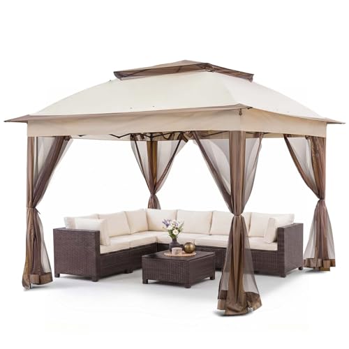 COOS BAY 11x11 Pop Up Gazebo with Mesh Netting, Instant Outdoor Canopy Tent