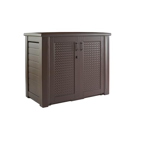 Rubbermaid Decorative Outdoor Storage Cabinet (123 Gal), Weather Resistant, Brown