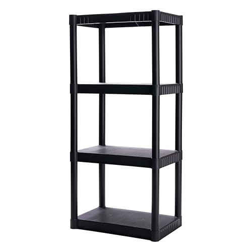 Plano 4-Shelf Plastic Storage Shelves, 48” x 23” x 14”, 200lb Capacity, Pantry, Office, Closet and Garage Shelves