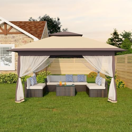 Canopy Tent 13x13 ft, Pop Up Gazebo One-Push Setup with 4 SandBags for Backyard Parties and BBQs