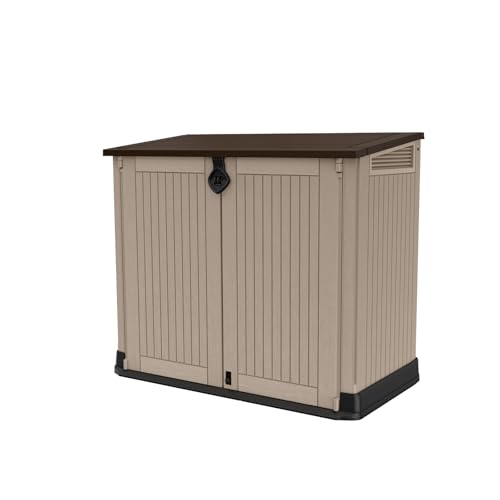 Keter Store-It-Out MIDI Outdoor Resin Storage Shed – Weather-Resistant Horizontal Cabinet for Trash Cans