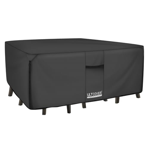 ULTCOVER 600D Tough Canvas Heavy Duty Rectangular Patio Table and Chair Cover - Waterproof Outdoor General Purpose Furniture