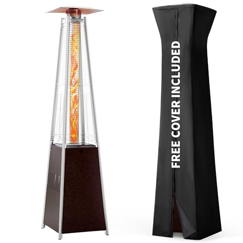 Pamapic pyramid propane patio heater with glass flame tube