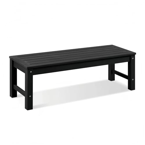 Psilvam 47" Outdoor Bench Weatherproof, All Weather Polylumber 2-Person Backless Bench