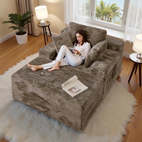 CHORRO 66" Chaise Lounge Chair Indoor, Oversized Boneless Single Sleeeper Couch Bed