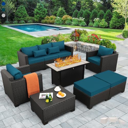 Outdoor Patio Furniture 60000 BTU Outdoor Propane Fire Pit Table Patio Furniture Set 45 In Outdoor Fire Pits 7 Pieces Patio S