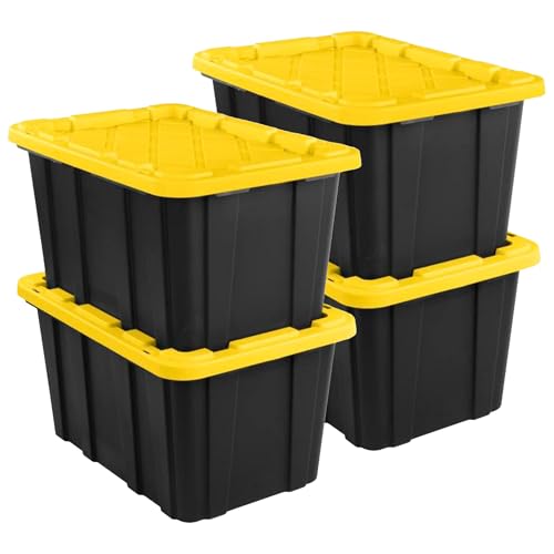 Sterilite 4-Pack 27 Gallon Industrial Storage Tote, Heavy-Duty Plastic Bins