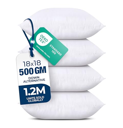 Utopia Bedding Throw Pillows (Set of 4, White) – 18 x 18 Inches Down Alternative Pillows for Bed, Sofa