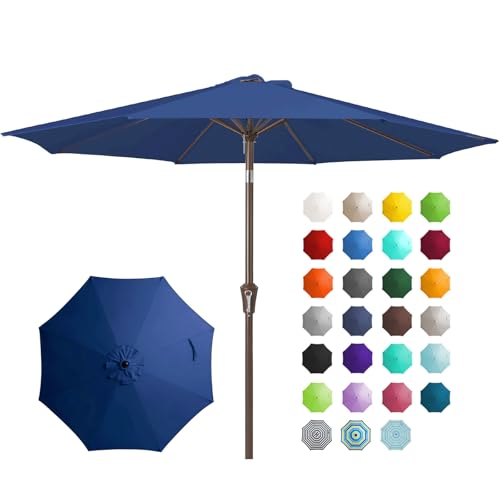 JEAREY 9FT Outdoor Patio Umbrella Outdoor Table Umbrella with Push Button Tilt and Crank