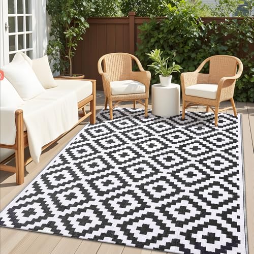 OLANLY Waterproof Outdoor Rug 5x8 ft, Outdoor Plastic Straw Rug for Camping, RV Mat Outside, Indoor Outdoor Carpet for Porch