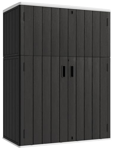 KINYING Outdoor Vertical Storage Shed, 57 Cu.ft Outdoor Storage Cabinet Waterproof
