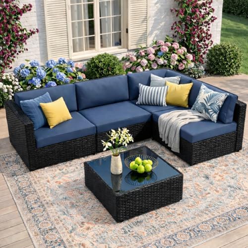 JAMFLY Patio Furniture Sets, 5-Piece Outdoor Patio Furniture with Thick Cushions
