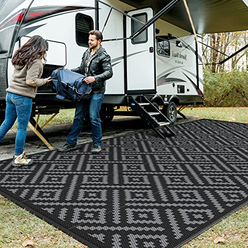 GENIMO Outdoor Rug Waterproof, 10' x 20' Reversible Plastic Straw Rug, Lightweight Large RV Camping Mat for Patio, Deck