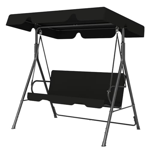 Murago Outdoor Patio Swing Chair with Adjustable Canopy, Outdoor Patio Glider Swing with Heavy Duty Stand for 3 Adult Persons