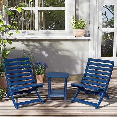 Adirondack Square Outdoor Side Table,2-Tier Storage Patio Side Table, HDPE End Tables for Backyard Pool Porch Garden Lawn